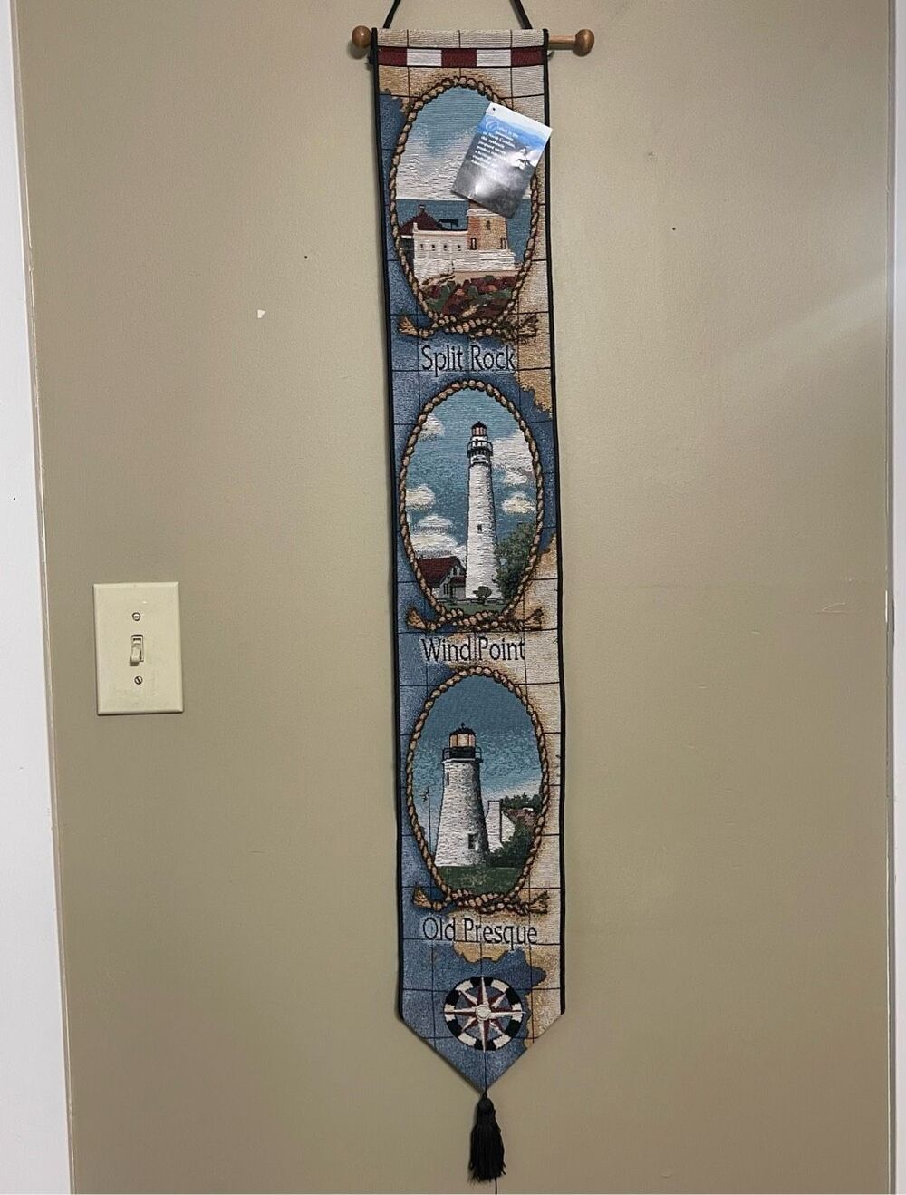 Lighthouses Of The Great Lakes III Tapestry Bell Pull MN MI Banner